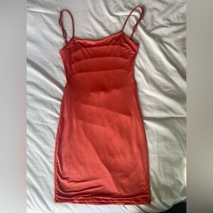 Sleek Coral Strappy Backless Dress Size M